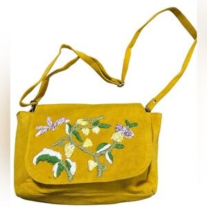 Embroidered Leather Crossbody Bag By Raj New With Tags